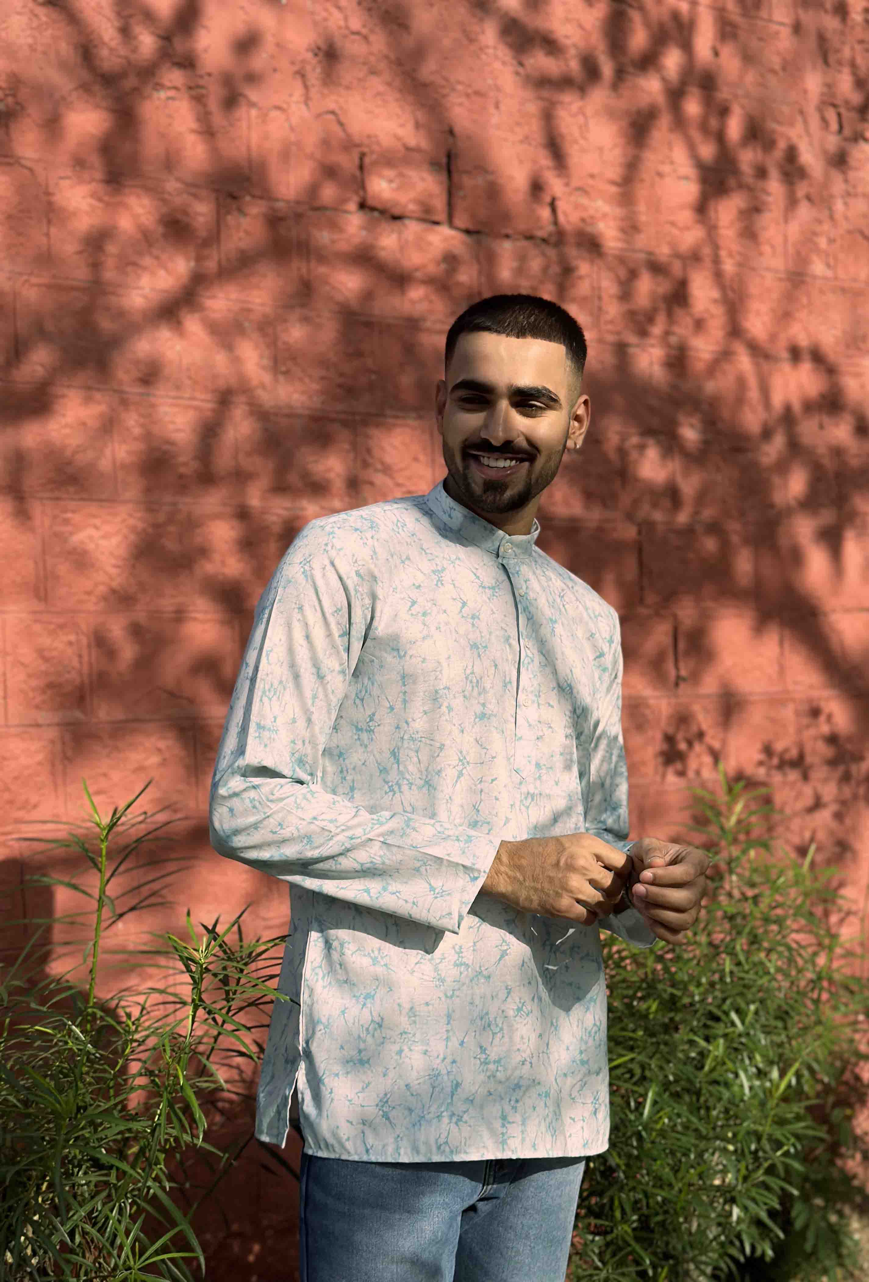 Blue Tie Dye Short Kurta